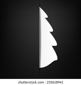 Christmas tree on black background. Vector Design. 
