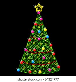 Christmas tree on black background