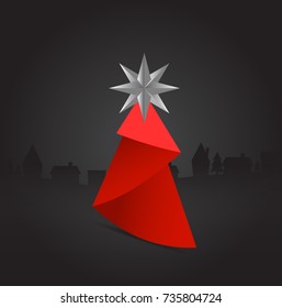 Christmas tree on black background holiday merry Christmas vector illustration 