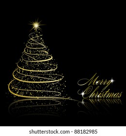 Christmas tree on black background. Vector eps10 illustration