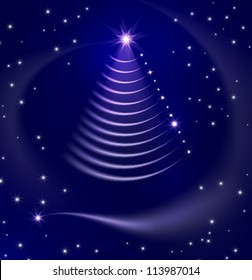 Christmas tree on blue background