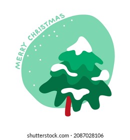 Árbol de Navidad de fondo azul. Diseño plano. Ilustración vectorial de Año Nuevo o Navidad. Elemento de diseño para folleto, tarjeta de saludo, cartel, folleto.
