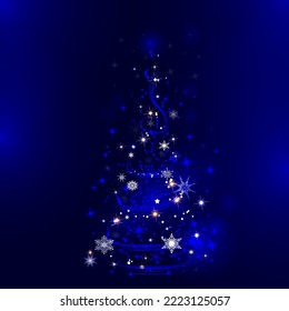 Christmas tree on blue background Vector Illustration Can be used for leaflets posters business cards or for web