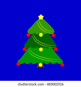 Christmas tree on blue background