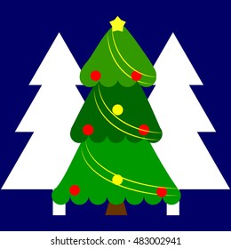 Christmas tree on blue background