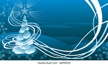 Christmas tree on blue background