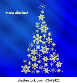 Christmas tree on blue background