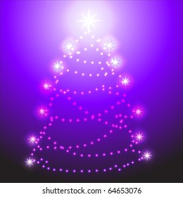 Christmas tree on blue background