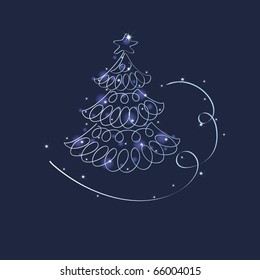 christmas tree on blue background
