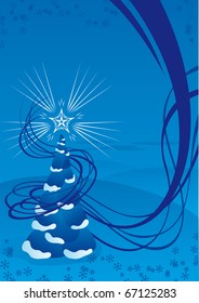christmas tree on blue background