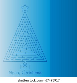 Christmas tree on blue background