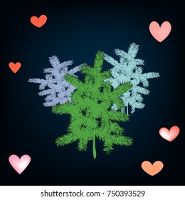 christmas tree on blue background, vector illustration