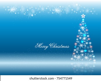 Christmas tree on blue background