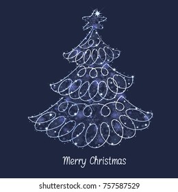 christmas tree on blue background