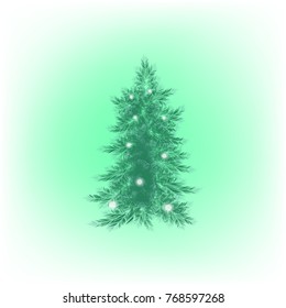 christmas tree on blue background, vector illustration
