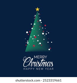 Christmas tree on blue for social posts, banners, web, apps, greeting cards, and templates.