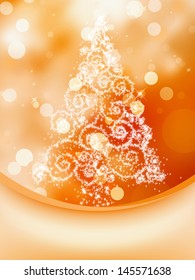 Christmas Tree on bokeh, Greeting Card. EPS 8 vector file included