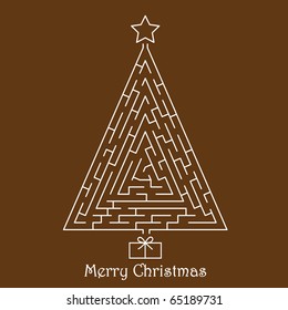 Christmas tree on brown background