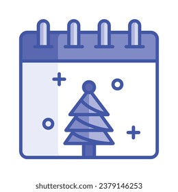 Christmas tree on calendar, christmas calendar vector design