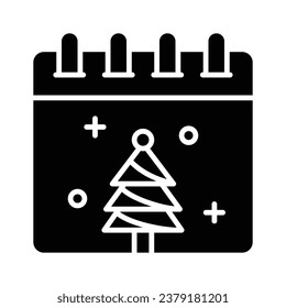 Árbol de Navidad en calendario, diseño vectorial de calendario de navidad