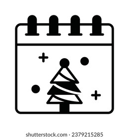 Árbol de Navidad en calendario, diseño vectorial de calendario de navidad