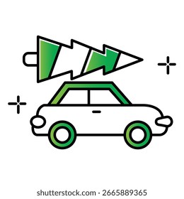 Christmas Tree on Car Vector Icon for Festive Holiday Season Travel