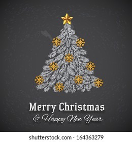 Christmas tree on a chalkboard - merry christmas greeting card