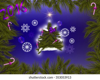 Christmas tree and on a colored background
