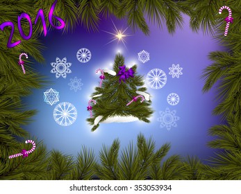Christmas tree and on a colored background
