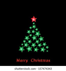 Christmas tree on a dark background, vector