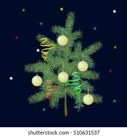 Christmas tree on a dark background, vector illustration