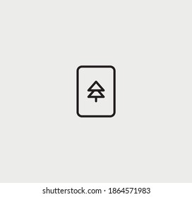 Árbol de Navidad en la pantalla del gadget. Estilo lineal.
