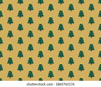  Christmas tree on gold background seamless pattern
