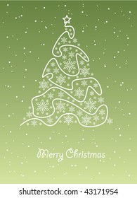 Christmas tree on gold background. Vector