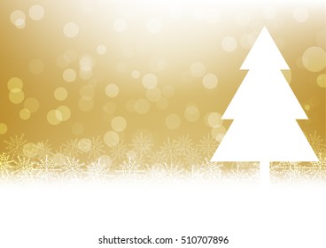 Christmas tree on gold background vector illustration