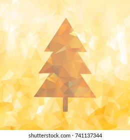 Christmas tree on gold polygon background