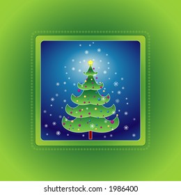 Christmas tree on the green background