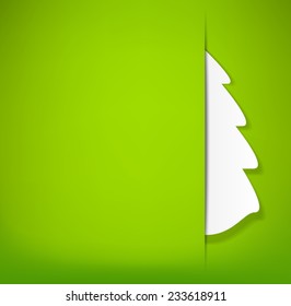 Christmas tree on green background. Vector Design. 