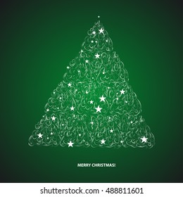 christmas tree on green background