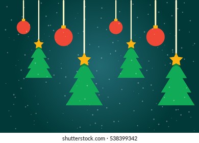 Christmas Tree on green background