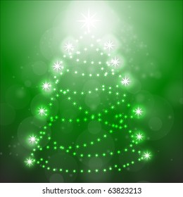 Christmas tree on green background