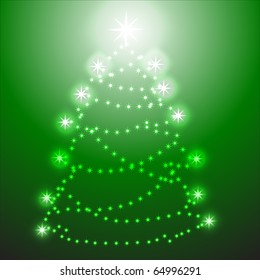 Christmas tree on green background