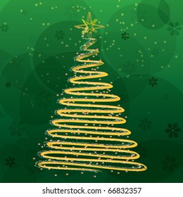 Christmas tree on green background