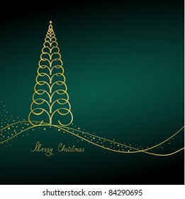 Christmas tree on green background