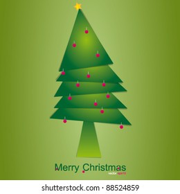 Christmas tree on green background