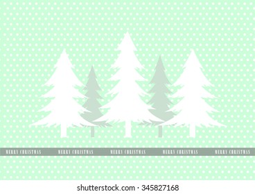 Christmas tree on green dot backgrounds,Design of merry christmas cards