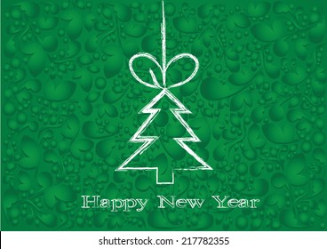 christmas tree on green flower-plant background
