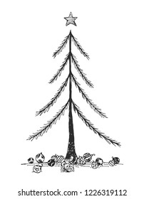 Christmas tree on holidays end. Vector illustration