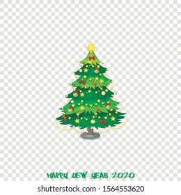 Christmas tree on an isolated layer.  HAPPY NEW YEAR 2020. 