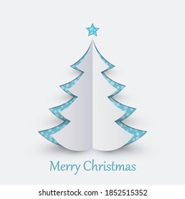 Christmas tree on light background. Design elements for holiday cards. Vector illustration.